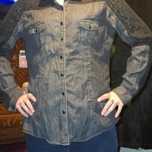 Womens Long Sleeve Denim Shirt by Maurices Size XL